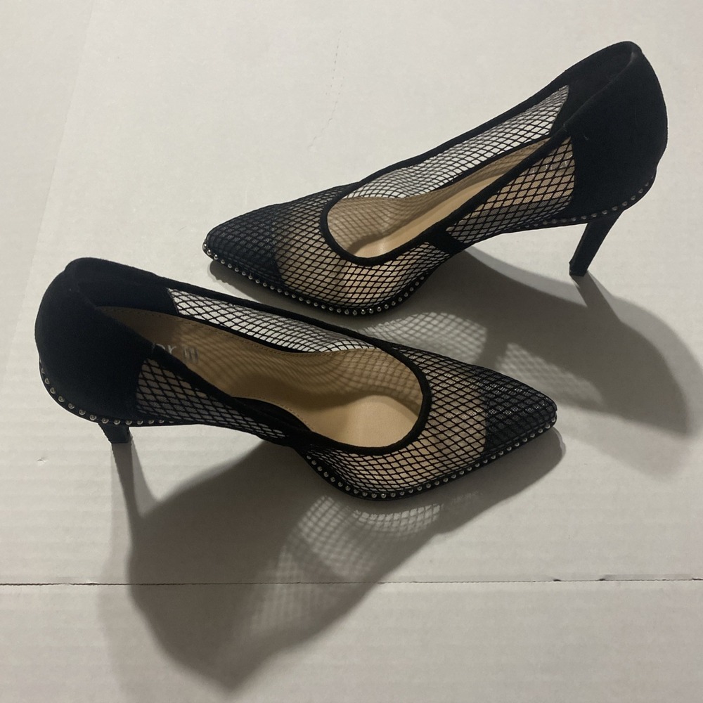 Bar III Black Mesh Pointed Toe Stiletto Pumps with Stud Detail Size 7.5M - Picture 8 of 9